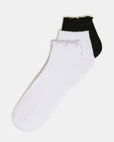 3 PACK EMMA LETTUCE EDGE SOCKS WHITE/BLACK